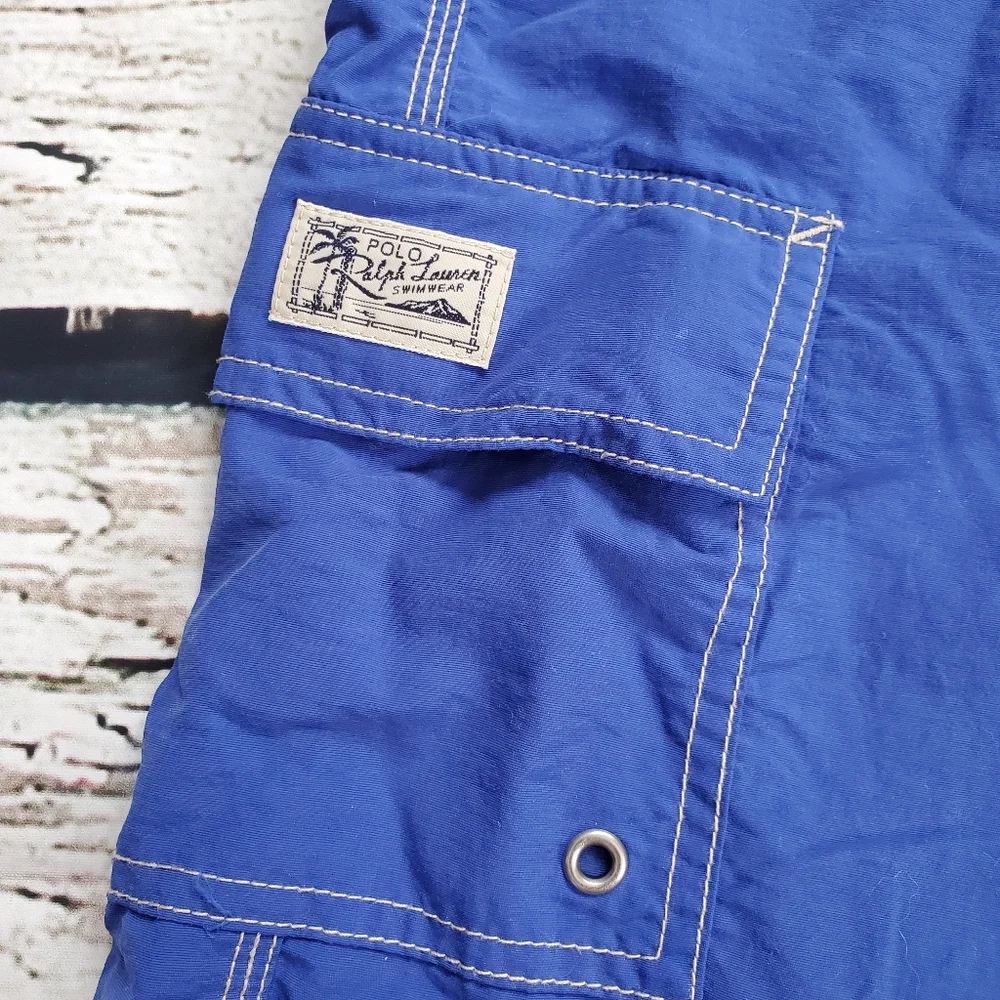 Polo Ralph Lauren Men's Navy Blue Cargo Swim Board Shorts - Size Large - 8